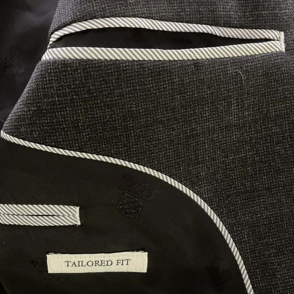 Jos A Bank Dark Gray Blazer Men's 46R Wool Spandex Blend 1905 Brrr Comfort